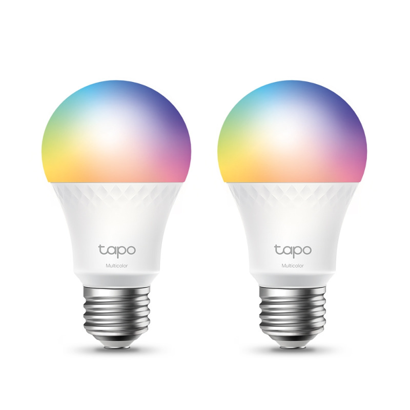 TP-LINK - TAPO L535E(2-PACK) - Foco LED Inteligente RGB con WiFi y función multicolor, equivalente a 75 Watts. Paquete con 2 piezas